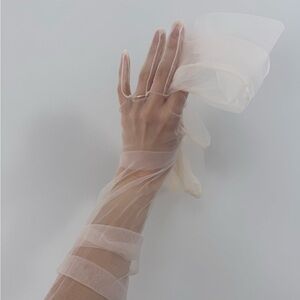 Elegant Sheer Champagne Gloves